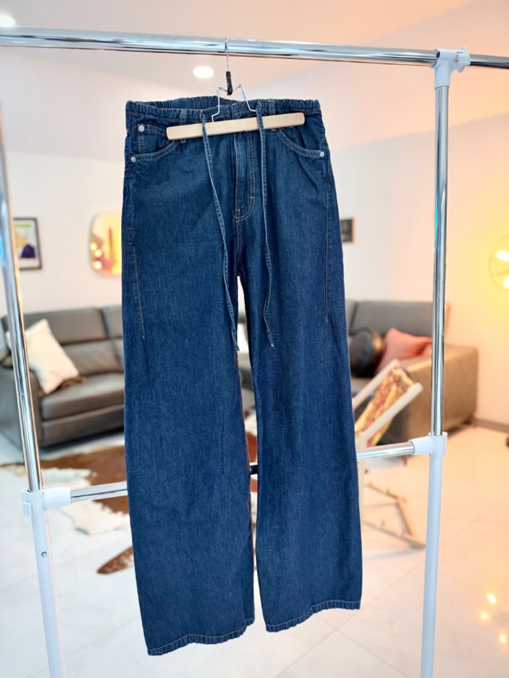 Zara indigo denim  Pull-On Wide-Leg pants Sz 4